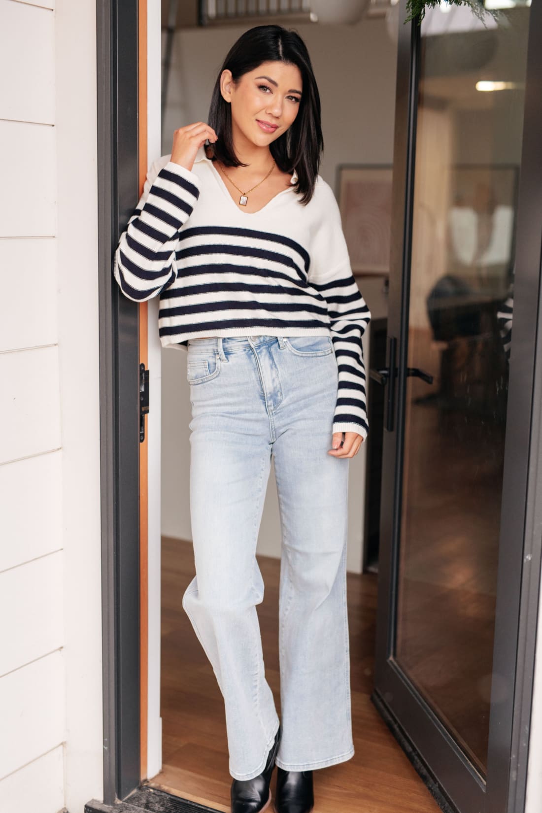 Memorable Moments Striped Sweater in White | Sweaters & Cardigans