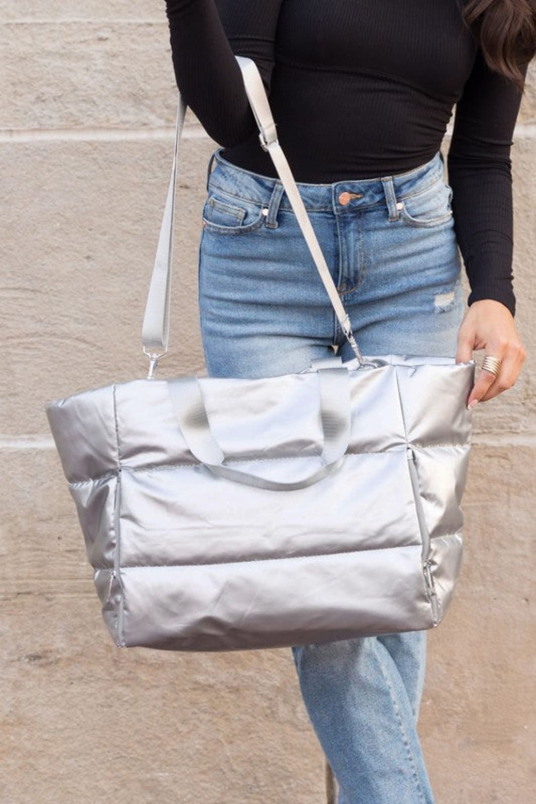 Metallic Puffer Tote | handbag