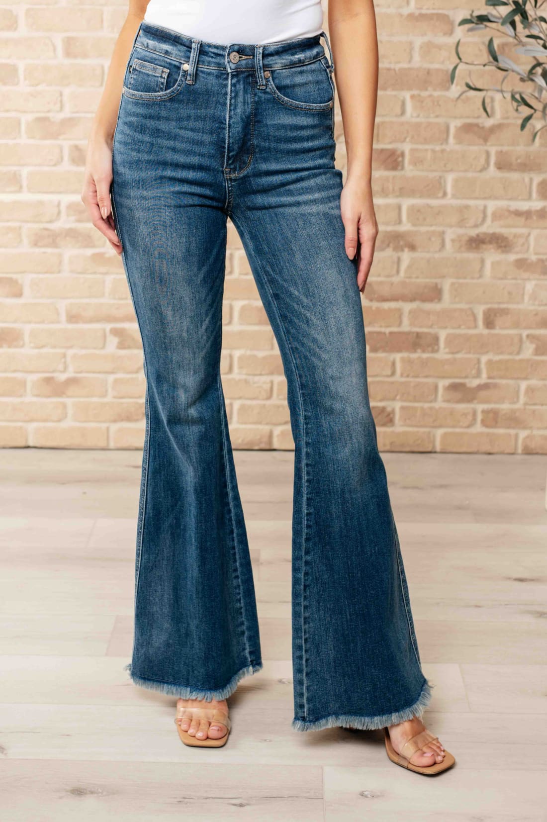 Miley High Waist Control Top Frayed Hem Flare Jeans | Women’s Jeans