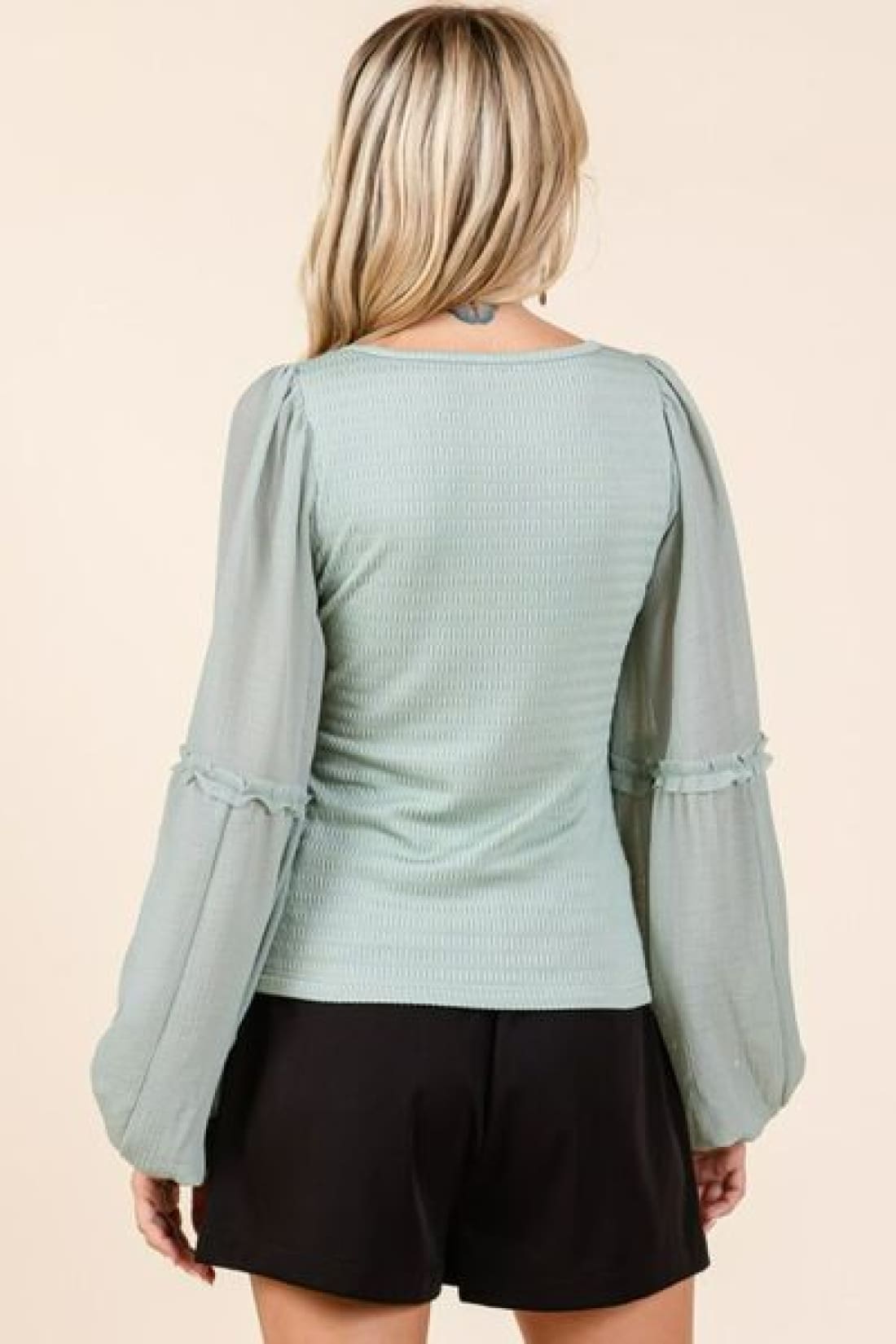 Mixed Media Knit + Chiffon Sleeve Top