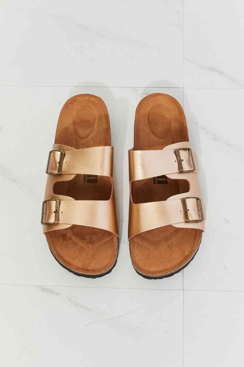 MMShoes Best Life Double - Banded Slide Sandal in Gold | sandals