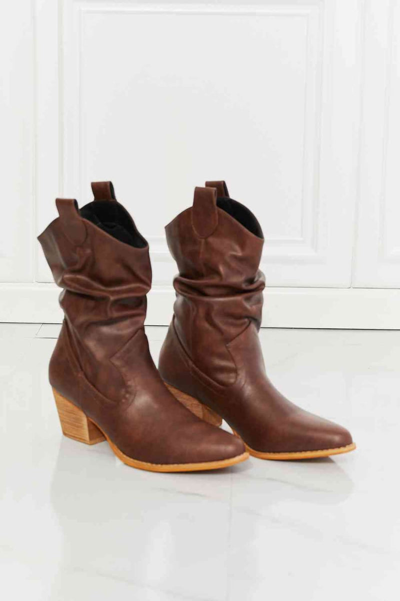 MMShoes Better in Texas Scrunch Cowboy Boots Brown