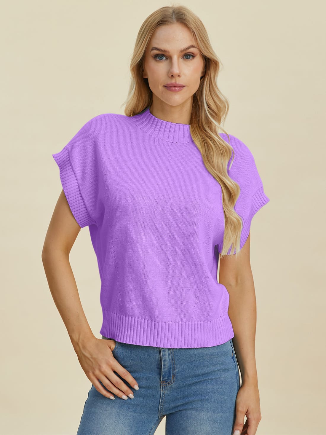 Mock Neck Short Sleeve Sweater | Sweaters & Cardigans