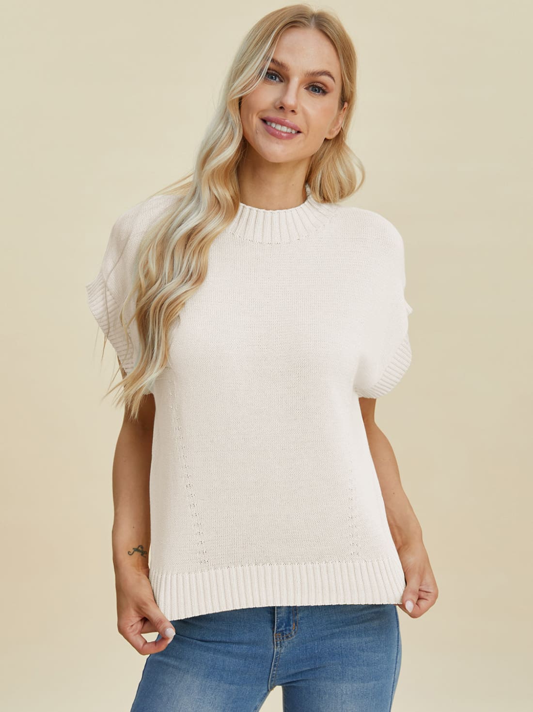 Mock Neck Short Sleeve Sweater | Sweaters & Cardigans