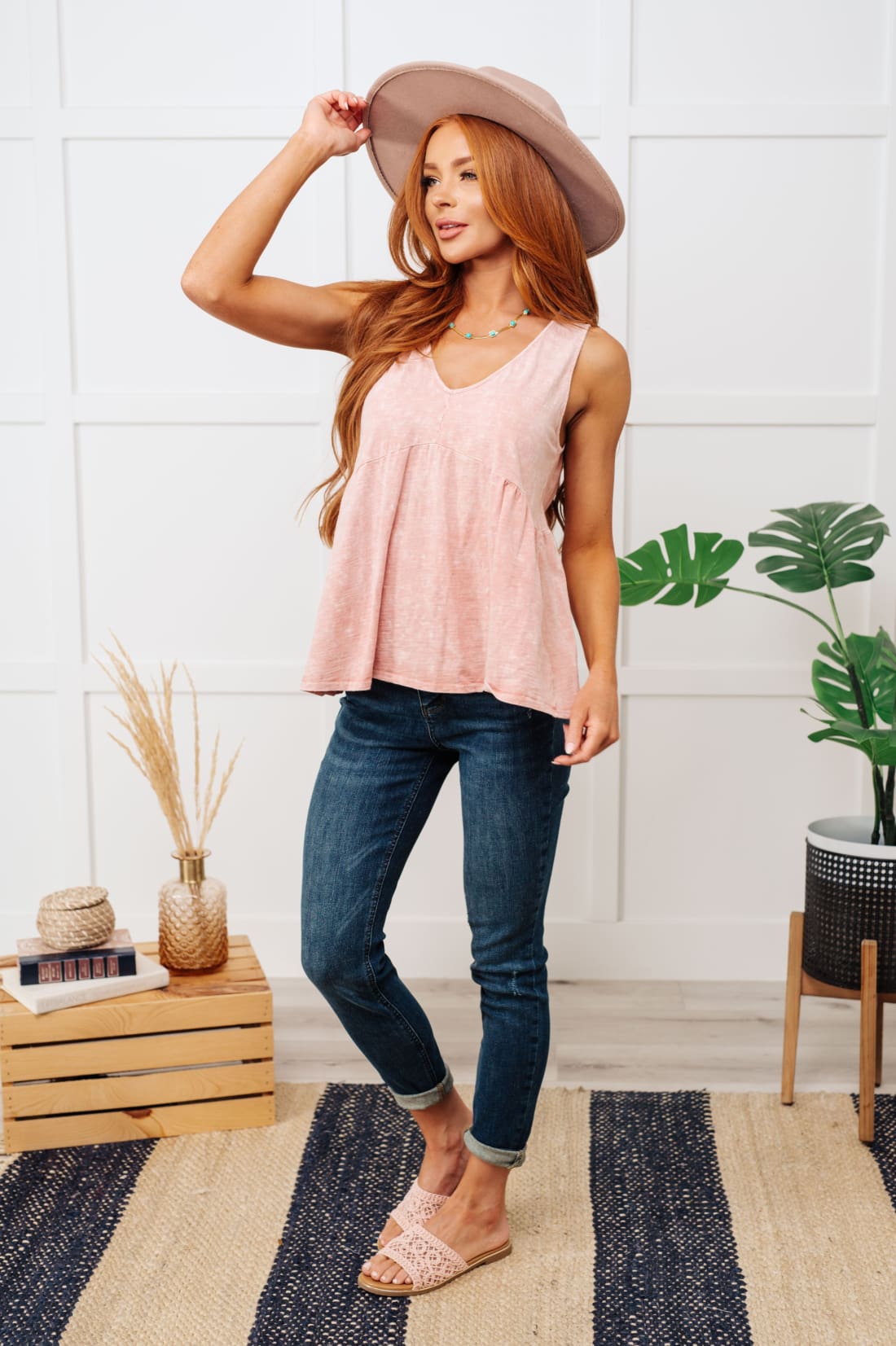 Never Second Best V-Neck Blouse in Peach | Tank Tops