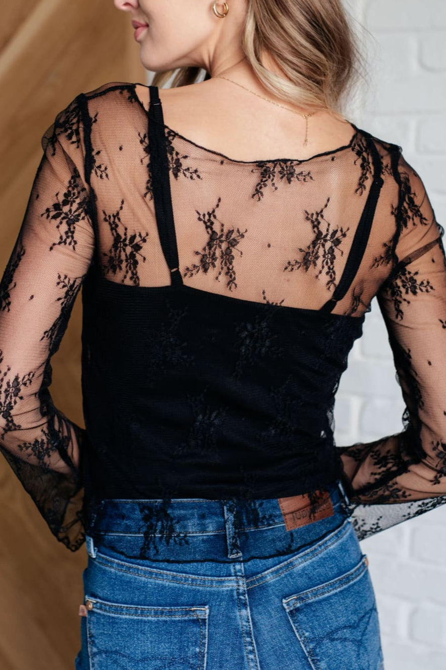 Never Sorry Lace Layering Top in Black