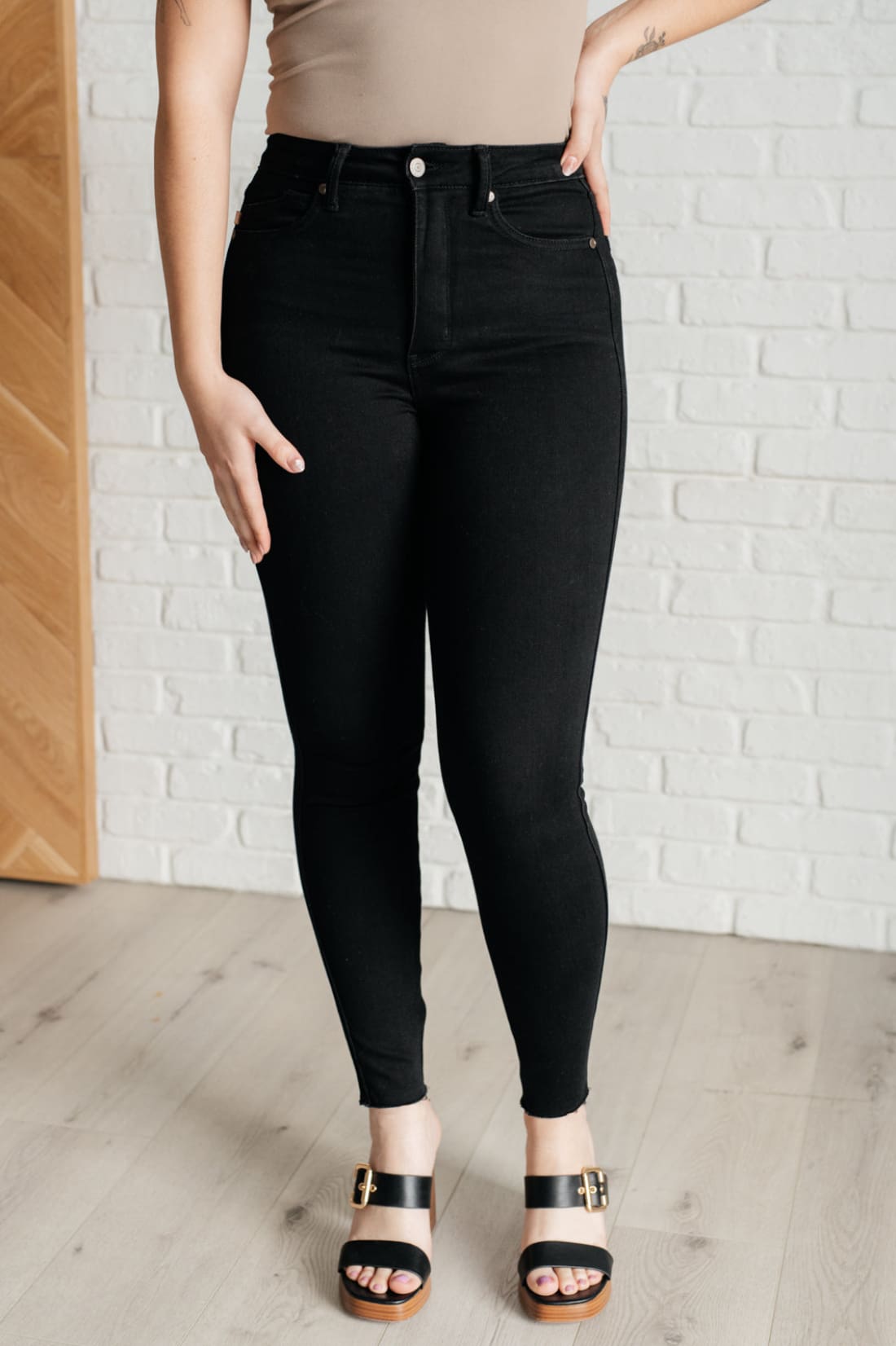 Nicole Tummy Control Skinny Jeans in Black | Womens jeans