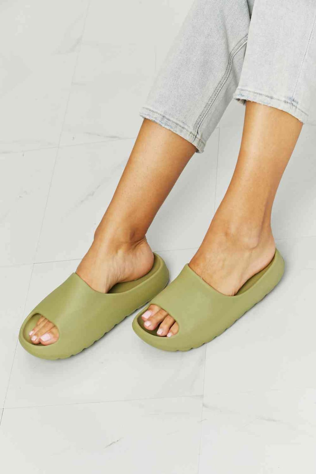 NOOK JOI In My Comfort Zone Slides in Green | sandals