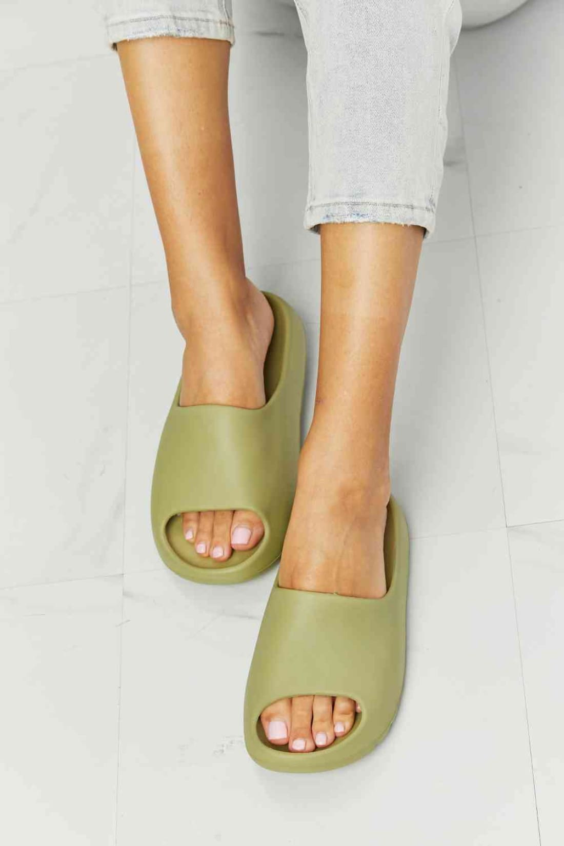 NOOK JOI In My Comfort Zone Slides in Green | sandals