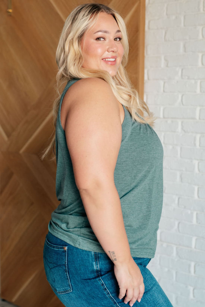 Not So Anxious V Neck Tank in Mist