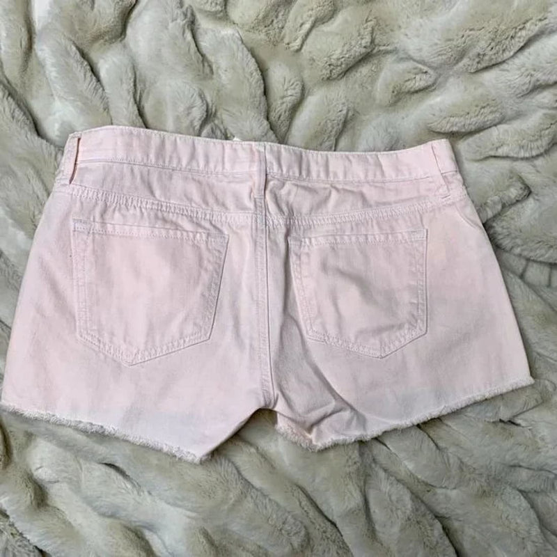 NWT Ann Taylor LOFT Pale Pink Cutoff Frayed Hem Jean Shorts Sz 27/4