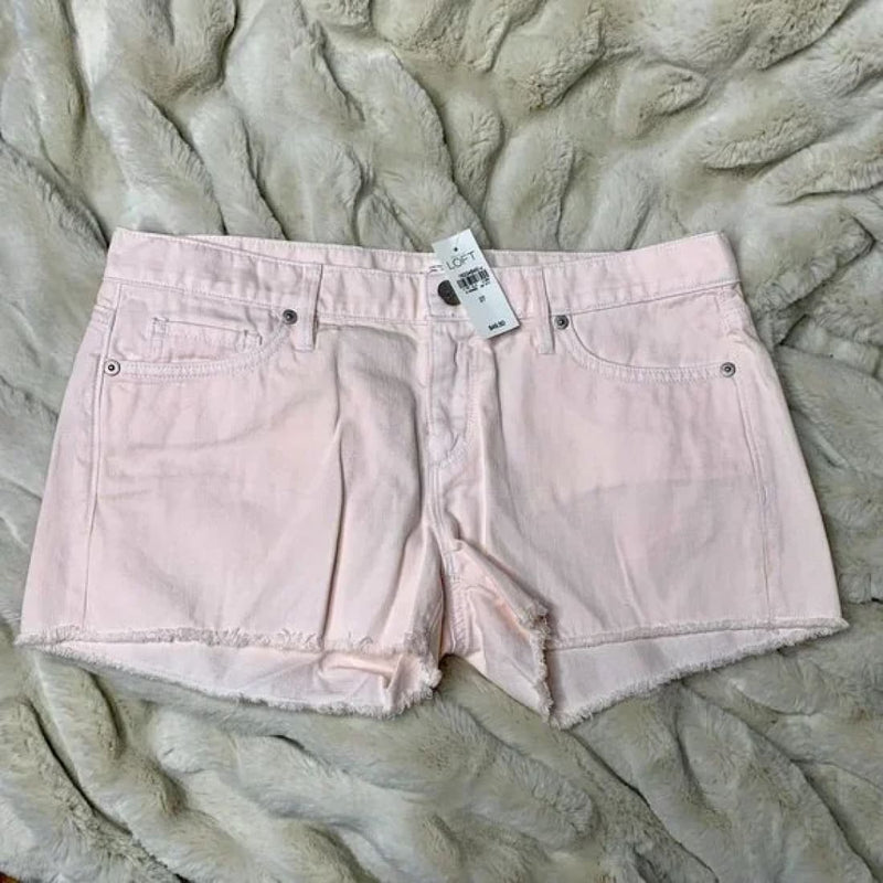 NWT Ann Taylor LOFT Pale Pink Cutoff Frayed Hem Jean Shorts Sz 27/4