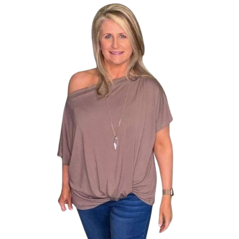 One Shoulder Knot Front Casual Loose Fitting Sexy Top