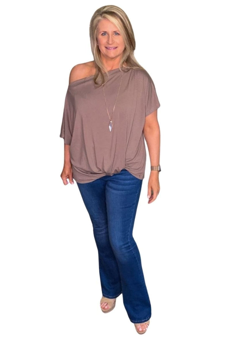 One Shoulder Knot Front Casual Loose Fitting Sexy Top