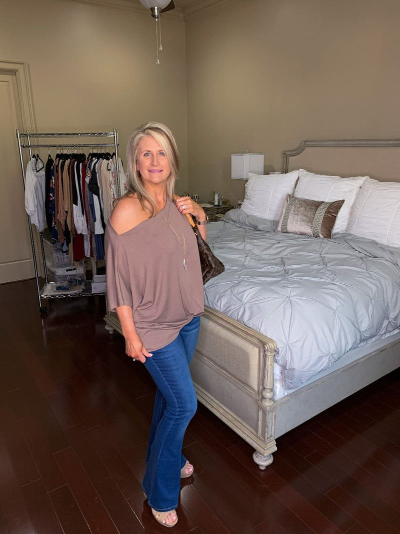 One Shoulder Knot Front Casual Loose Fitting Sexy Top