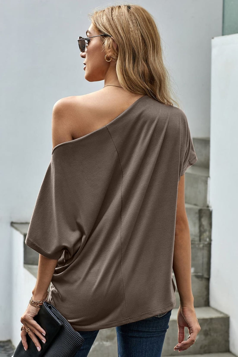 One Shoulder Knot Front Casual Loose Fitting Sexy Top