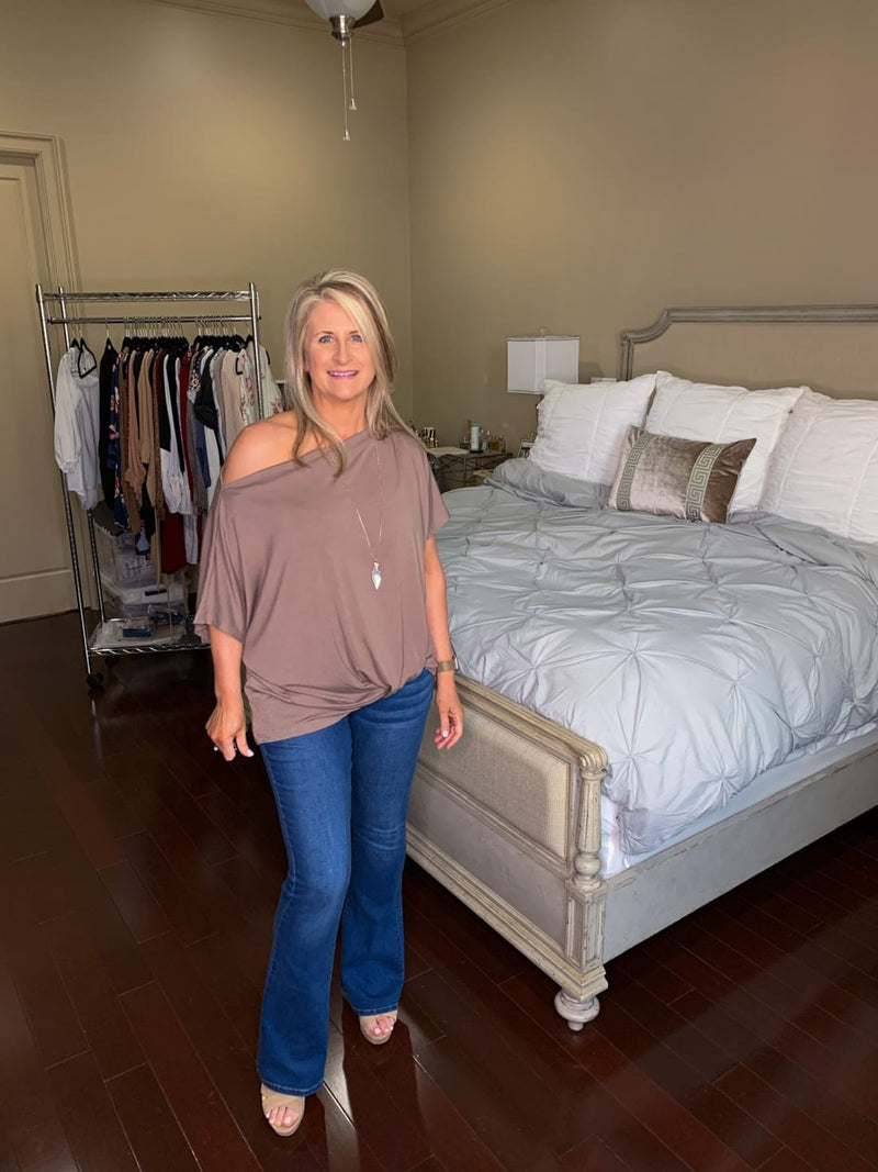 One Shoulder Knot Front Casual Loose Fitting Sexy Top