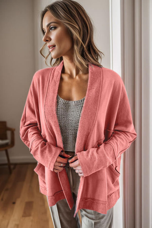 Open Front Long Sleeve Cardigan with Pockets | Sweaters & Cardigans