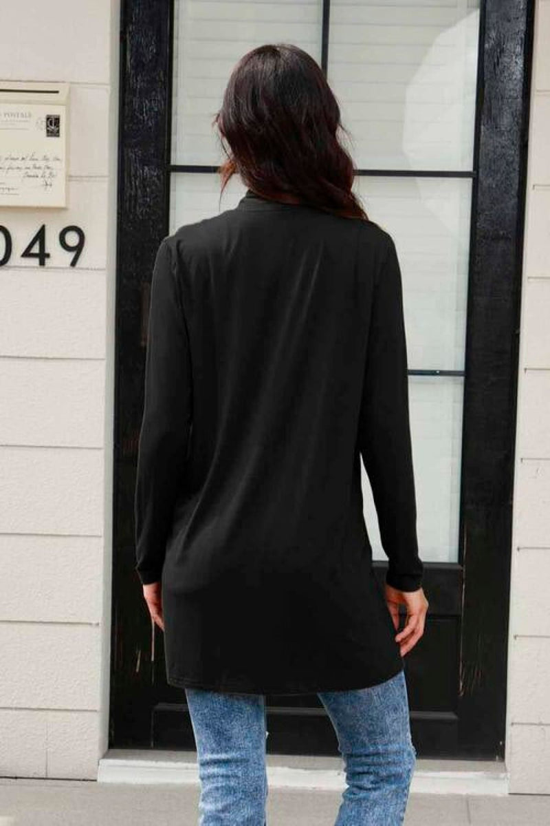 Open Front Long Sleeve Lightweight Cardigan with Slouchy Pockets