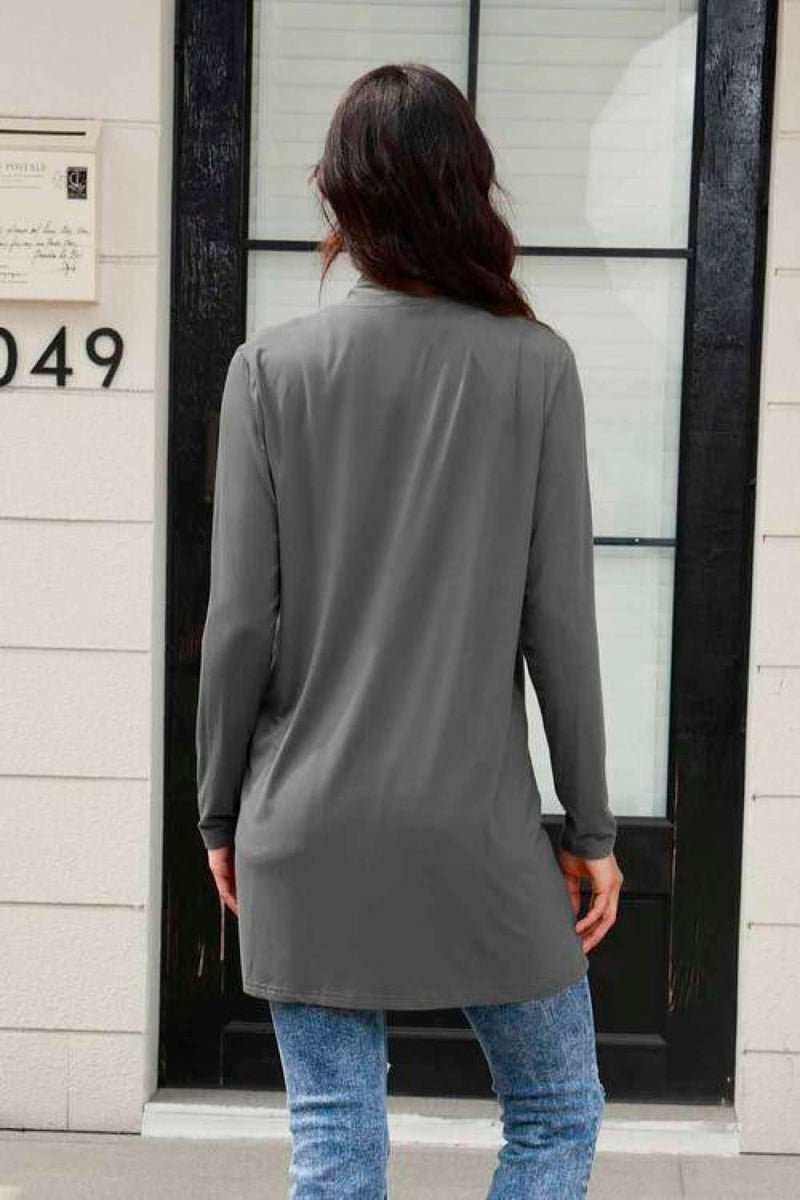 Open Lightweight Cardigan with Slouchy Pockets in Grey - Limited Quantities