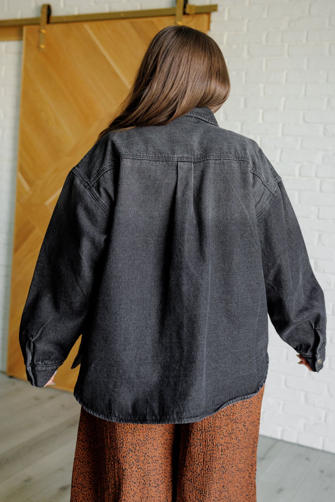 Oversized Black Denim Shacket | Jackets & Coats