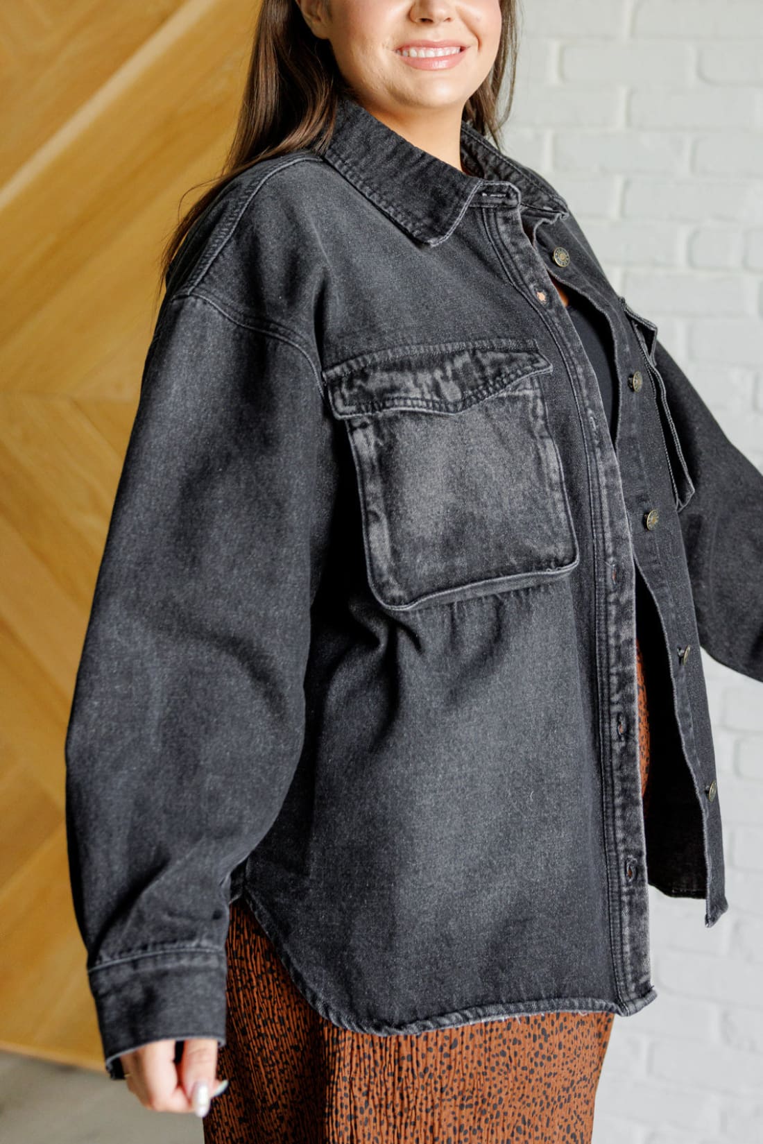 Oversized Black Denim Shacket | Jackets & Coats