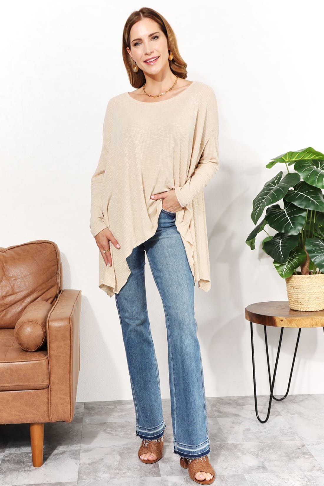 Oversized Super Soft Ribbed Top | Long Sleeve Tops