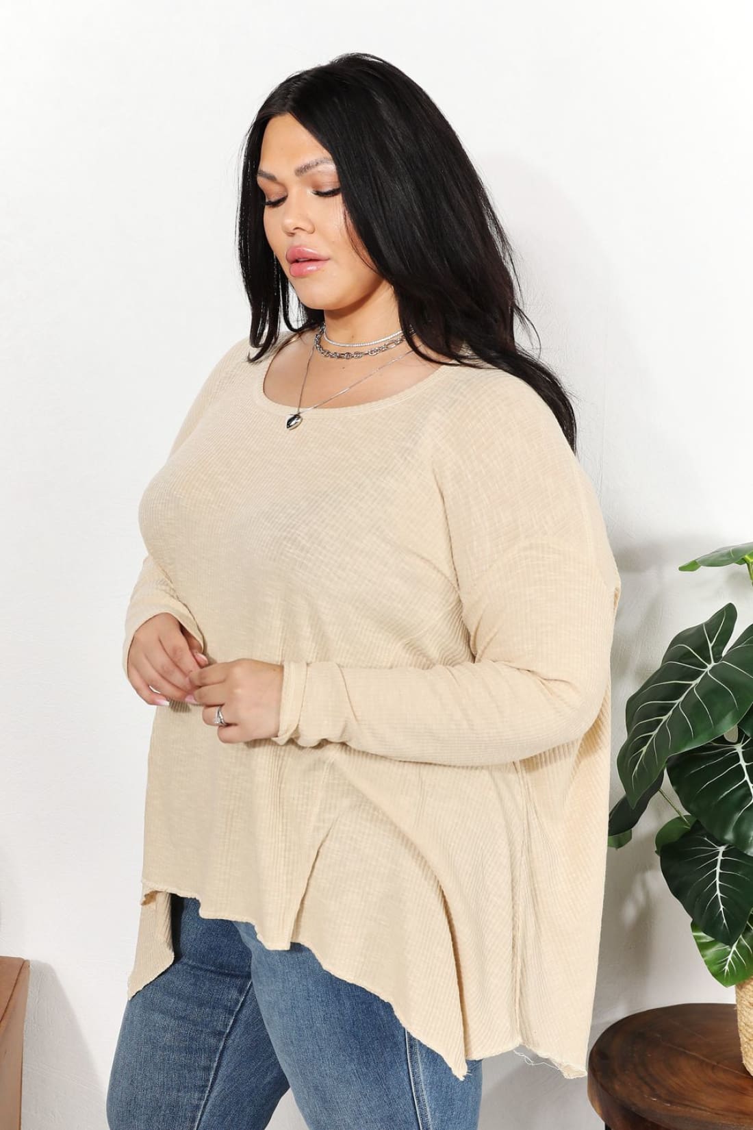 Oversized Super Soft Ribbed Top | Long Sleeve Tops