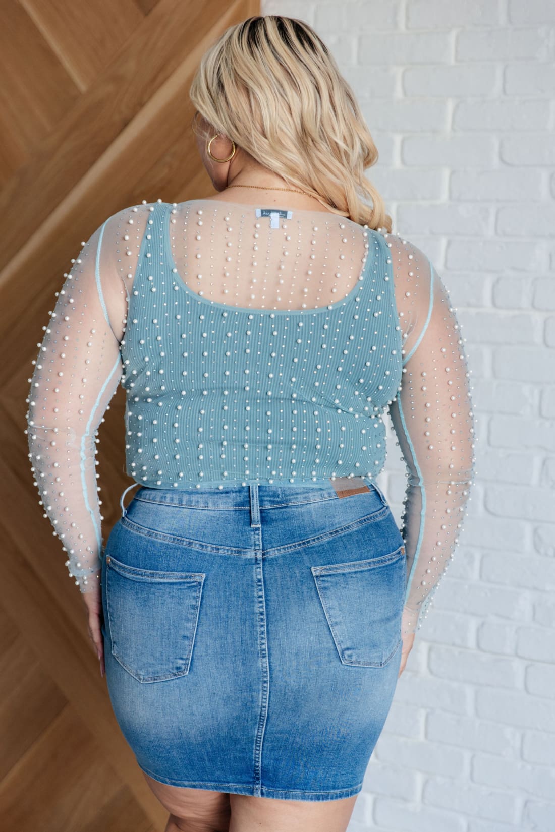 Pearl Diver Layering Top in Light Cyan | Tops