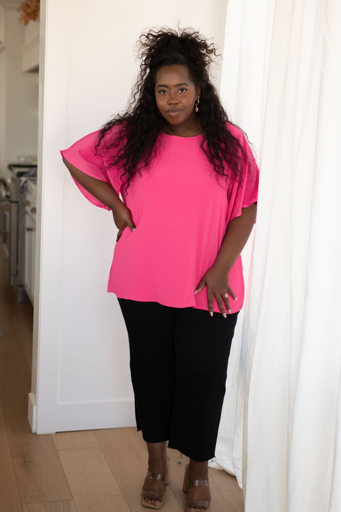 Pink and Perfect Ruffle Sleeve Top | Tops