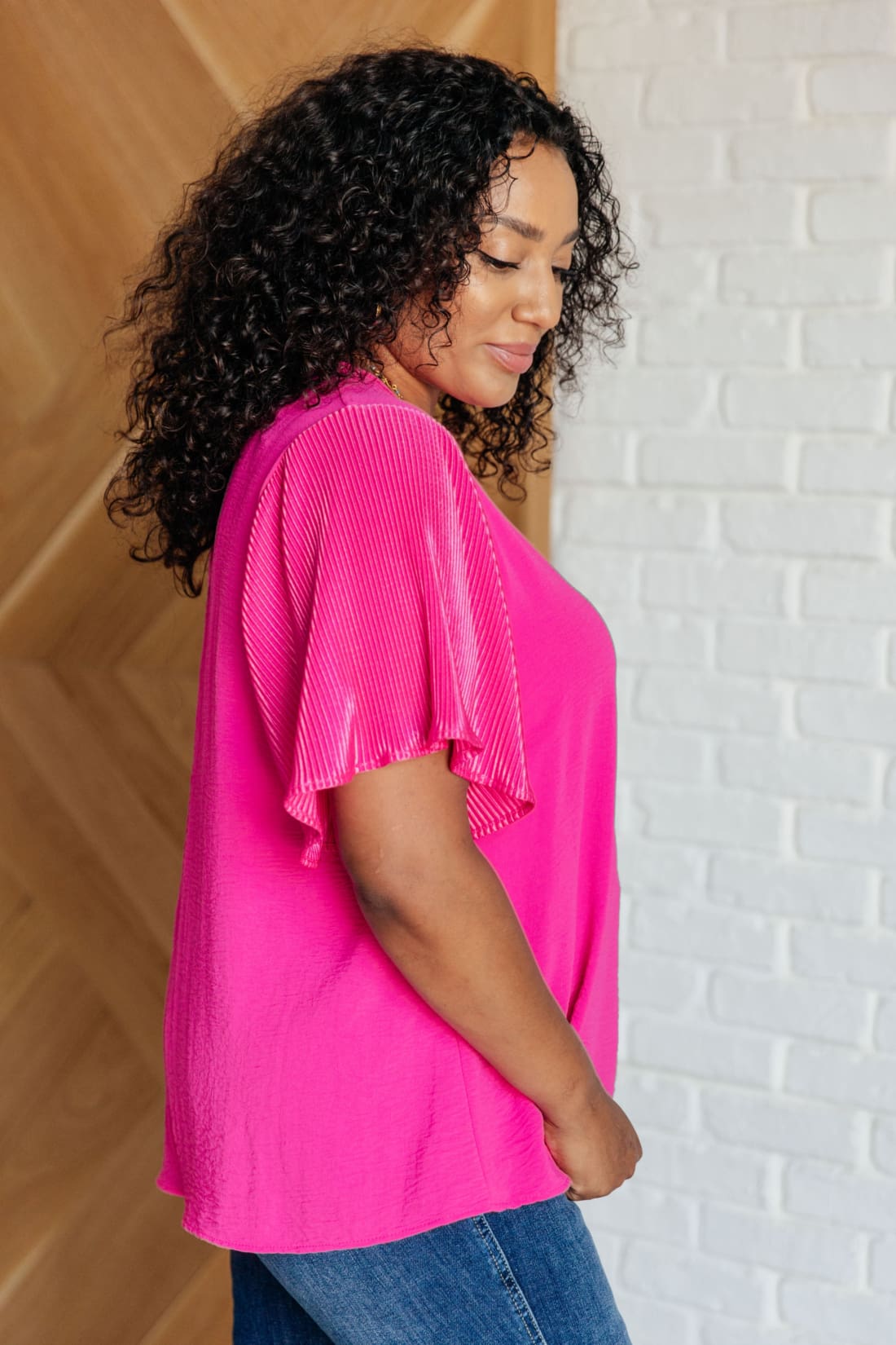 Pink and Perfect Ruffle Sleeve Top | Tops