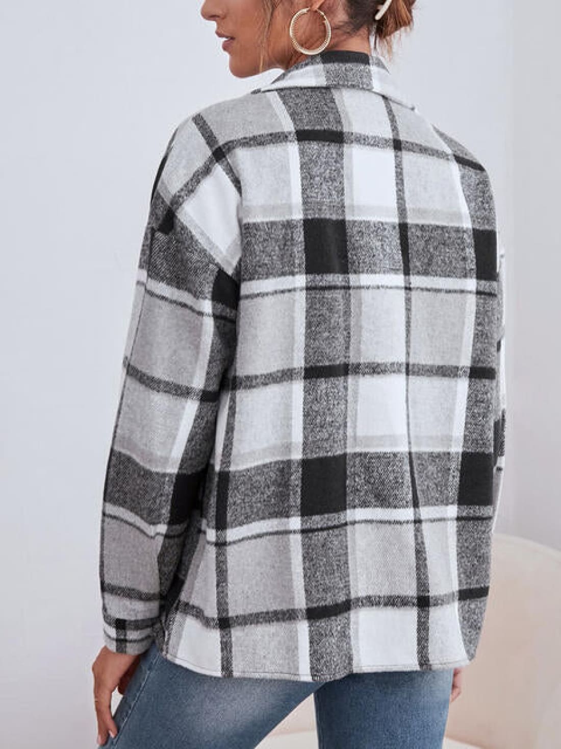 Plaid Collared Neck Button Down Jacket | Coats & Jackets