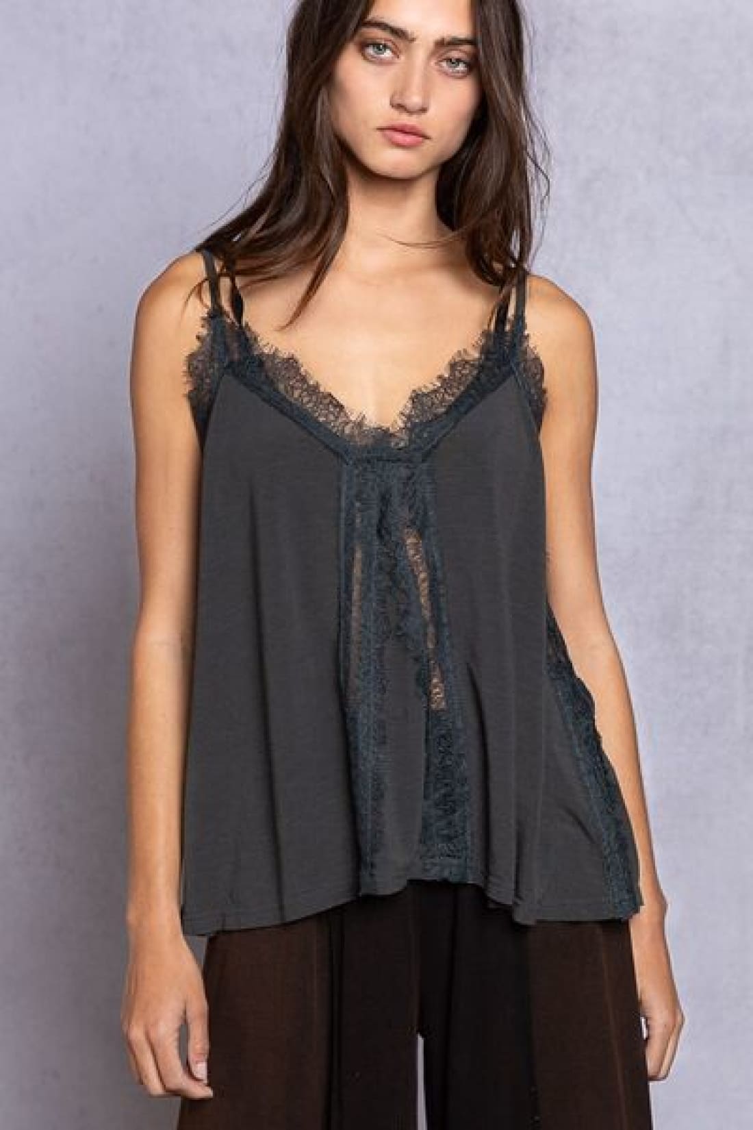 POL Lace Detail V-Neck Cami | Tank Tops