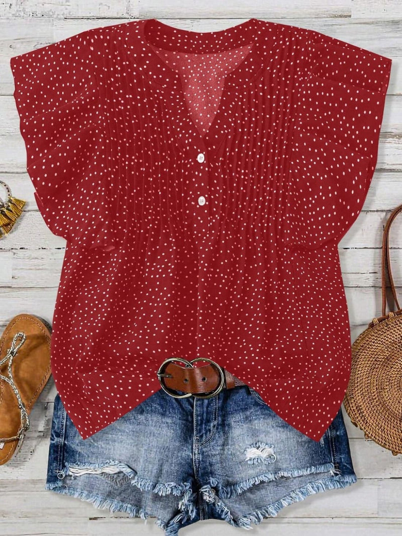 Polka Dot Cap Sleeve Blouse - Pre-Order