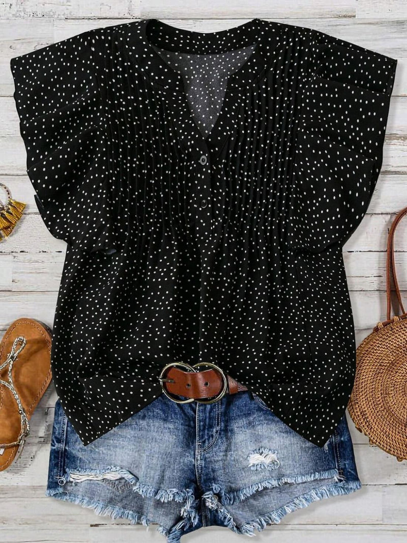 Polka Dot Cap Sleeve Blouse - Pre-Order