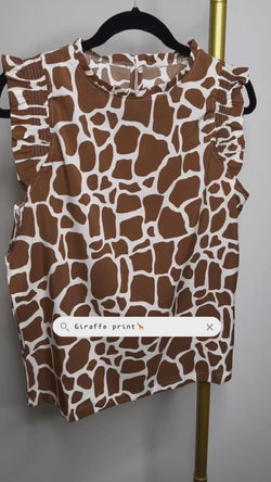 Giraffe Print Round Neck Sleeveless Top - PRE-ORDER