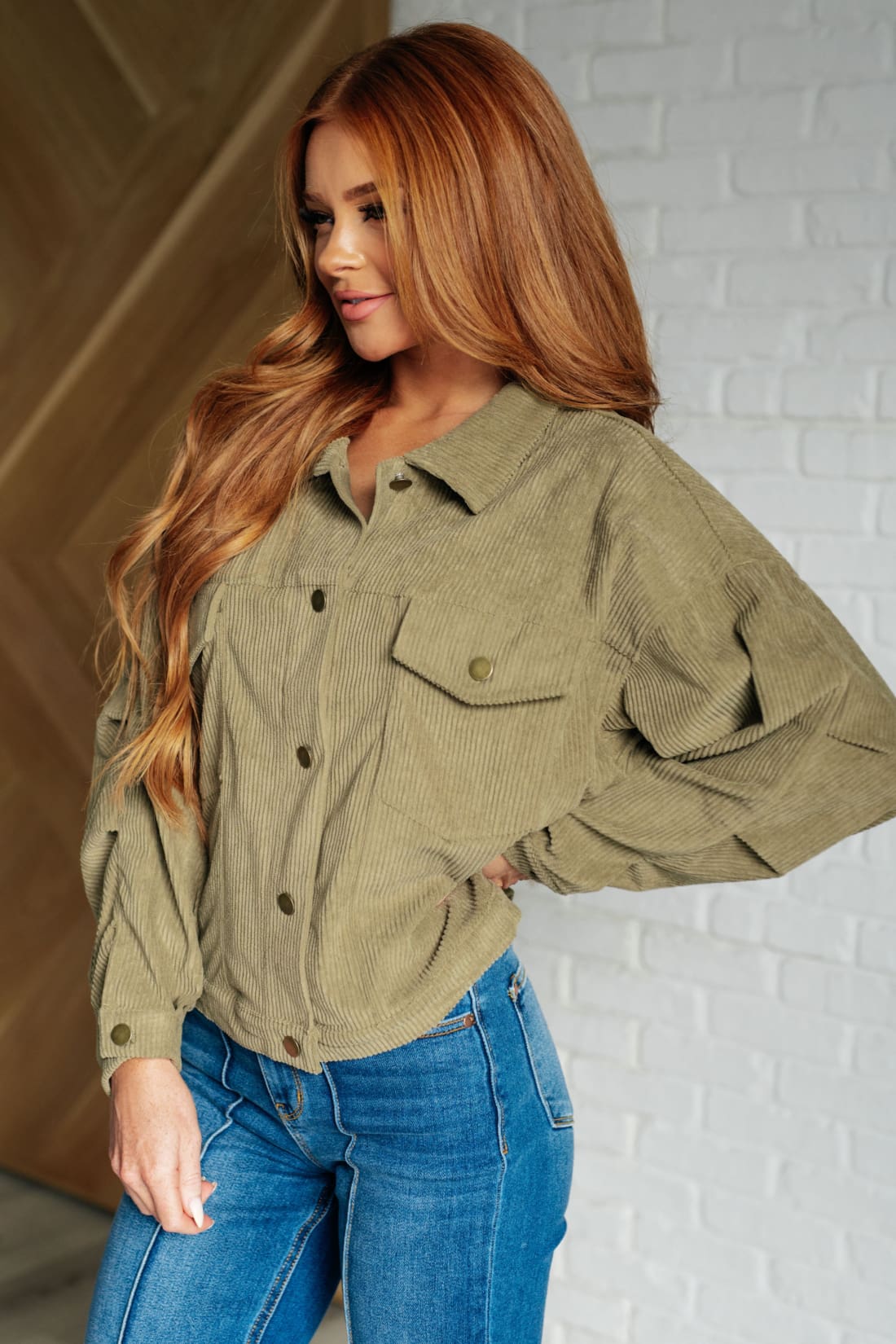 Primrose Corduroy Jacket in Olive | Jackets & Coats