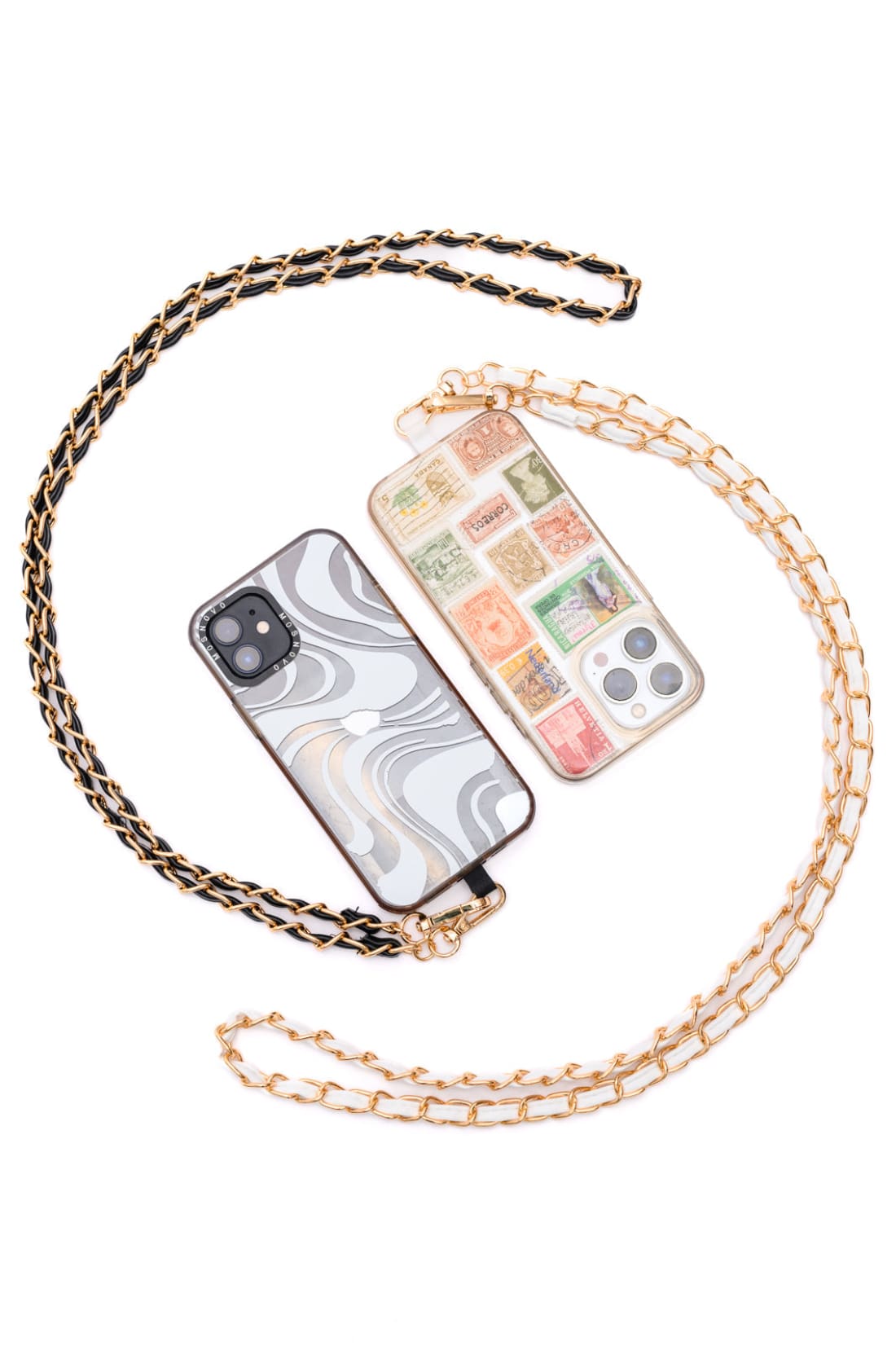 PU Leather Gold Chain Cell Phone Lanyard Set of 2 | Accessories