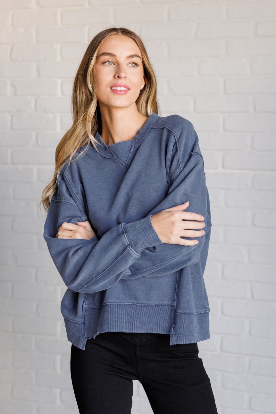 Quick Fix Mineral Wash Crew Neck Pullover in Psychic