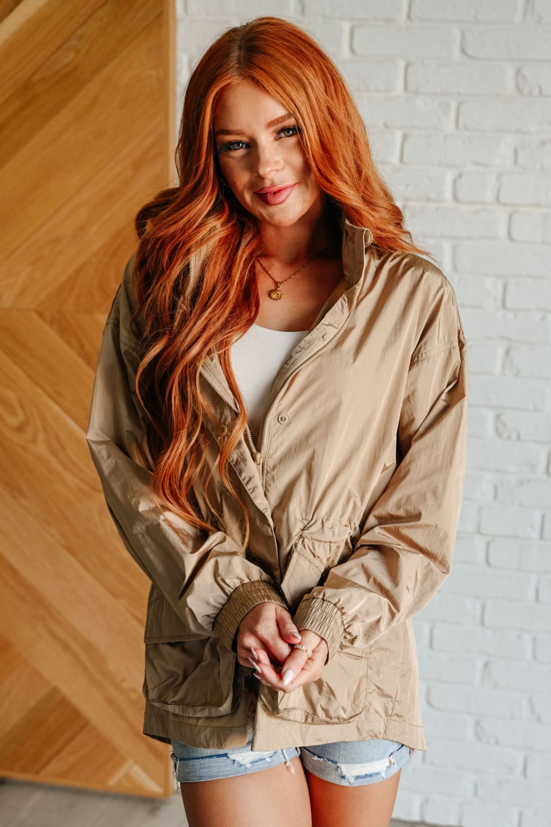 Rain Rain Go Away Parachute Anorak Rain Jacket in Camel | Jackets & Coats