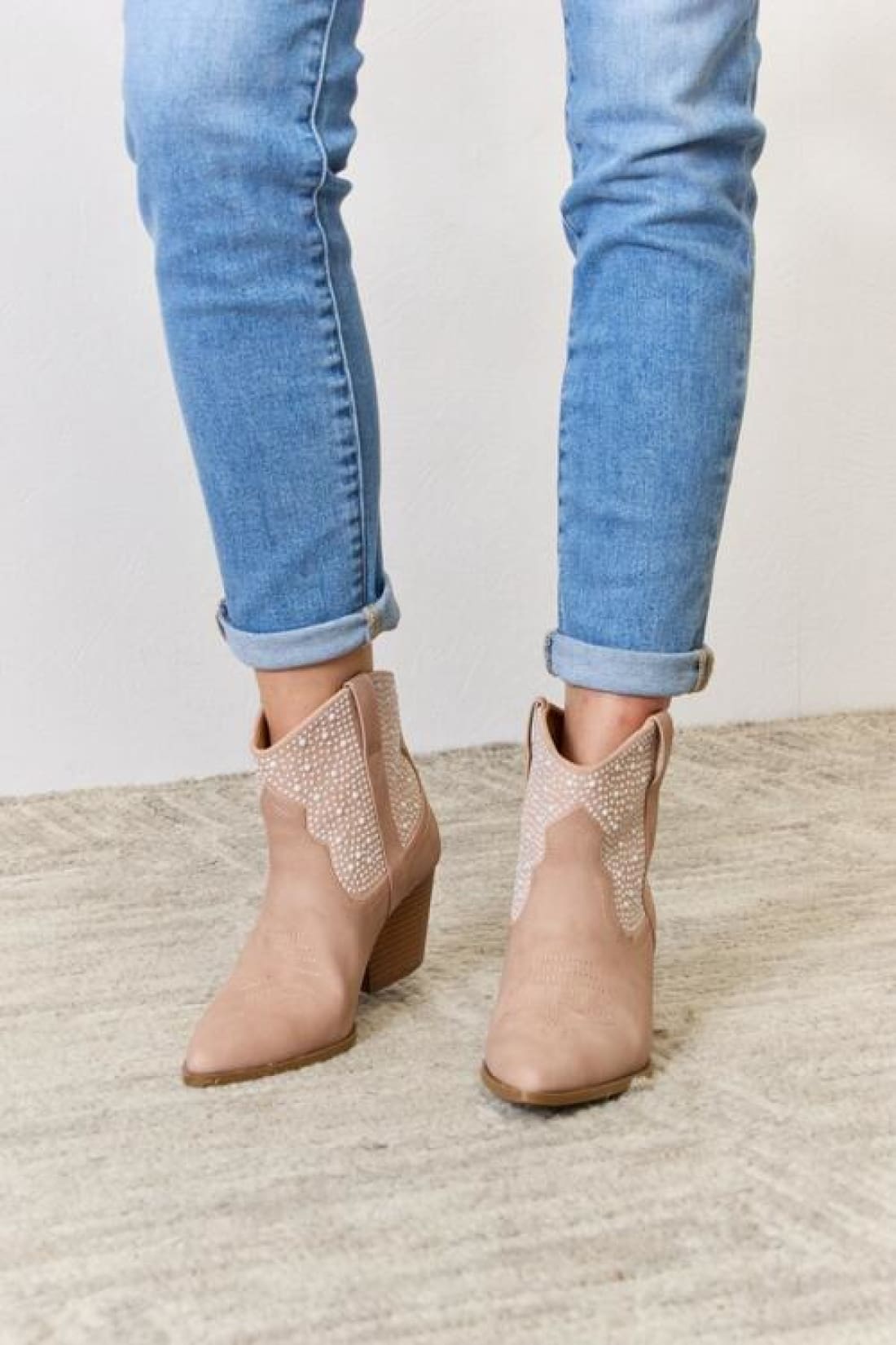 Cowgirl at Heart Rhinestone Booties in Beige | Boots