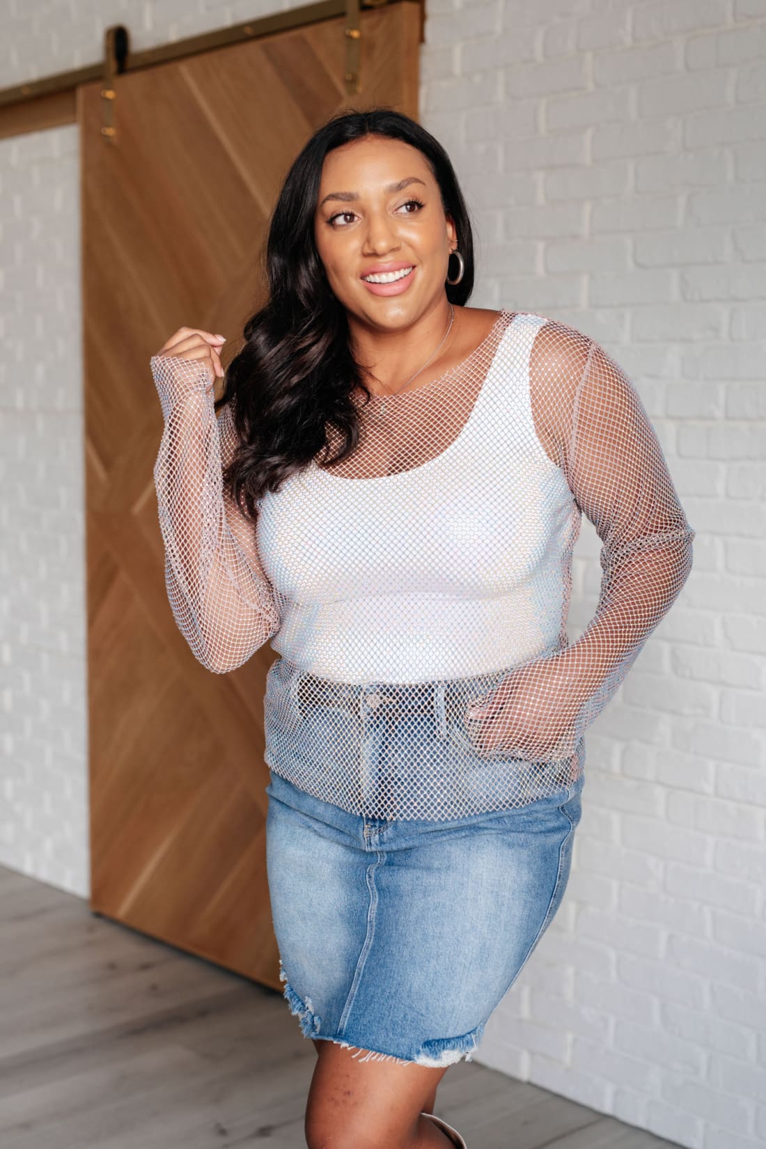 Rhinestone Mesh Top | Blouses & Shirts