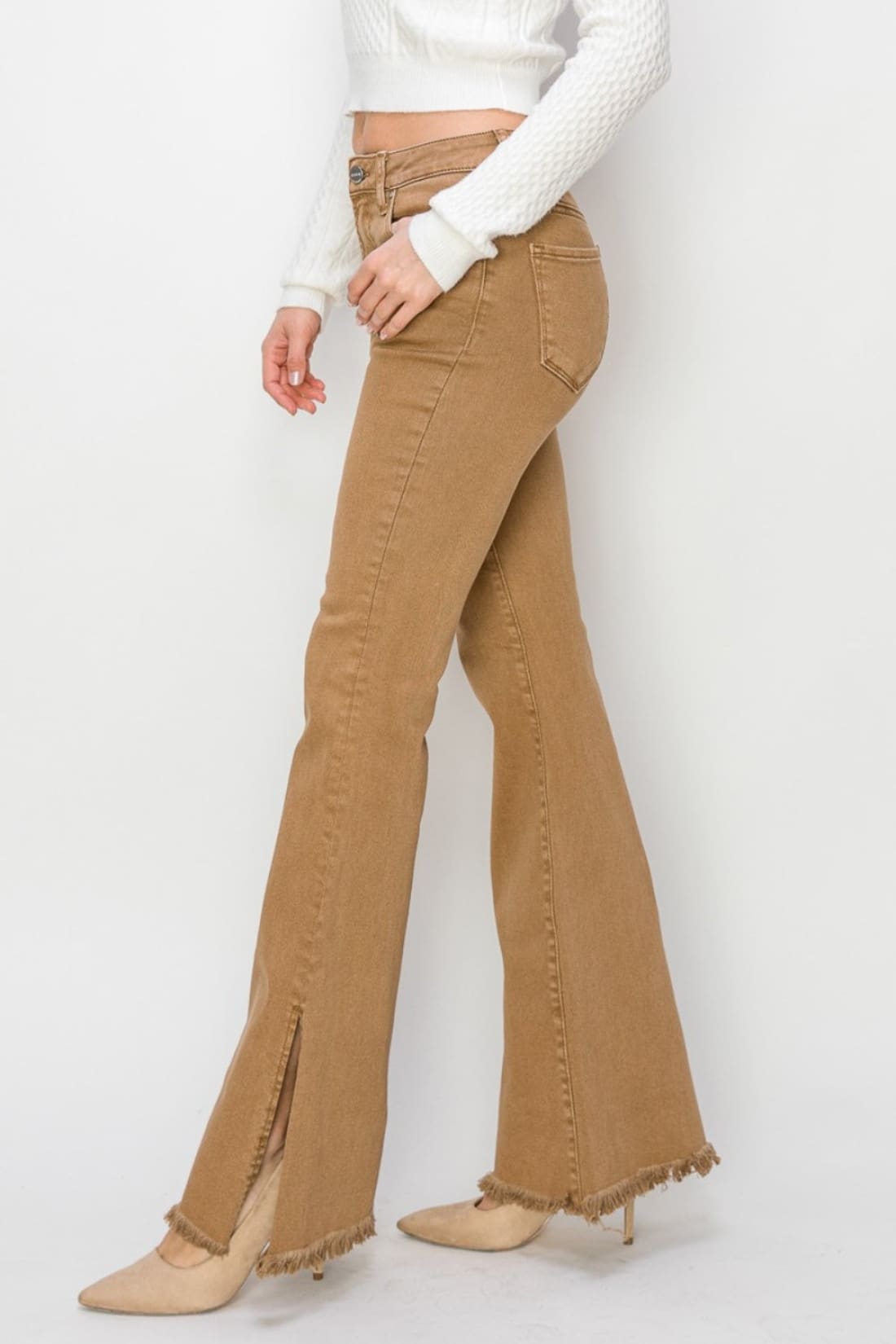 RISEN Bailey Full Size High Waist Side Slit Flare Jeans | Womens jeans