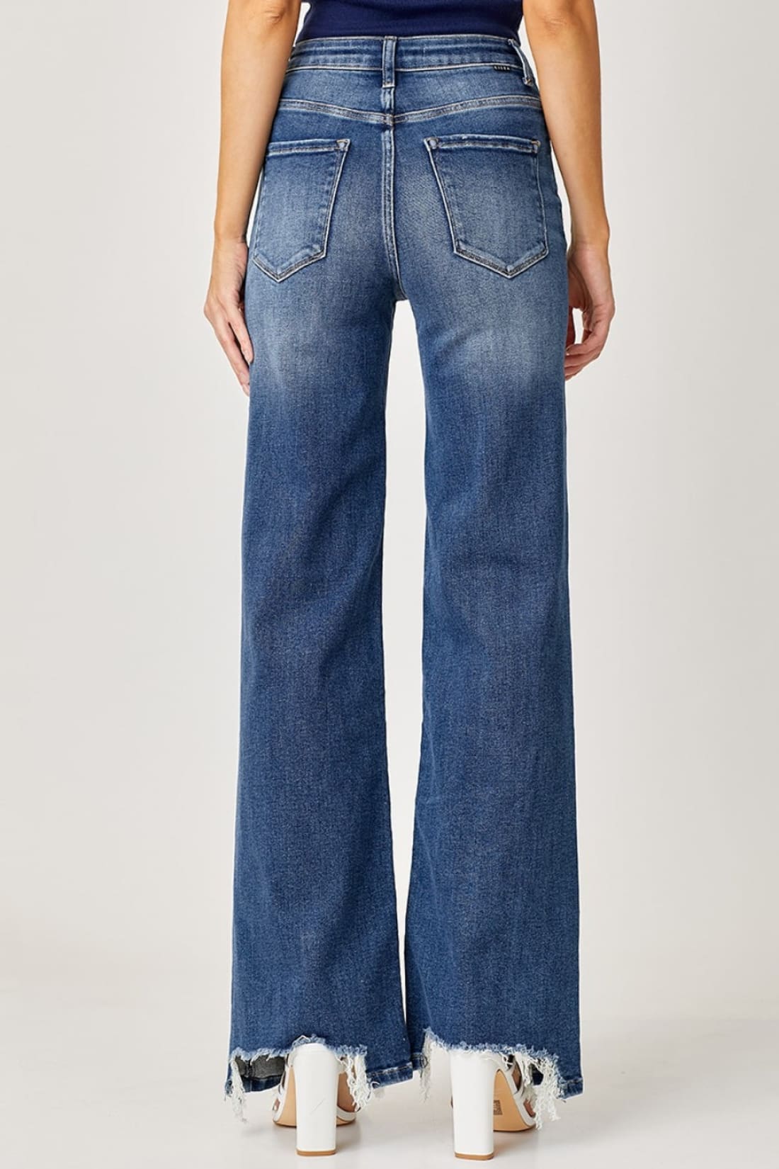 Risen Full Size High Rise Frayed Hem Wide Leg Jeans | Womens jeans