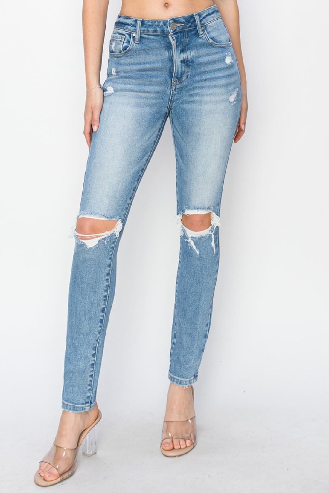 Risen Full Size High Rise Knee Distressed Skinny Jeans | Women’s Jeans