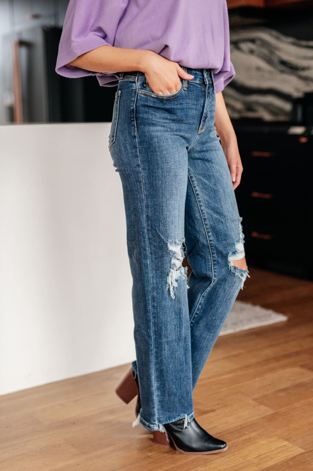 Rose High Rise 90’s Straight Jeans in Dark Wash | Denim