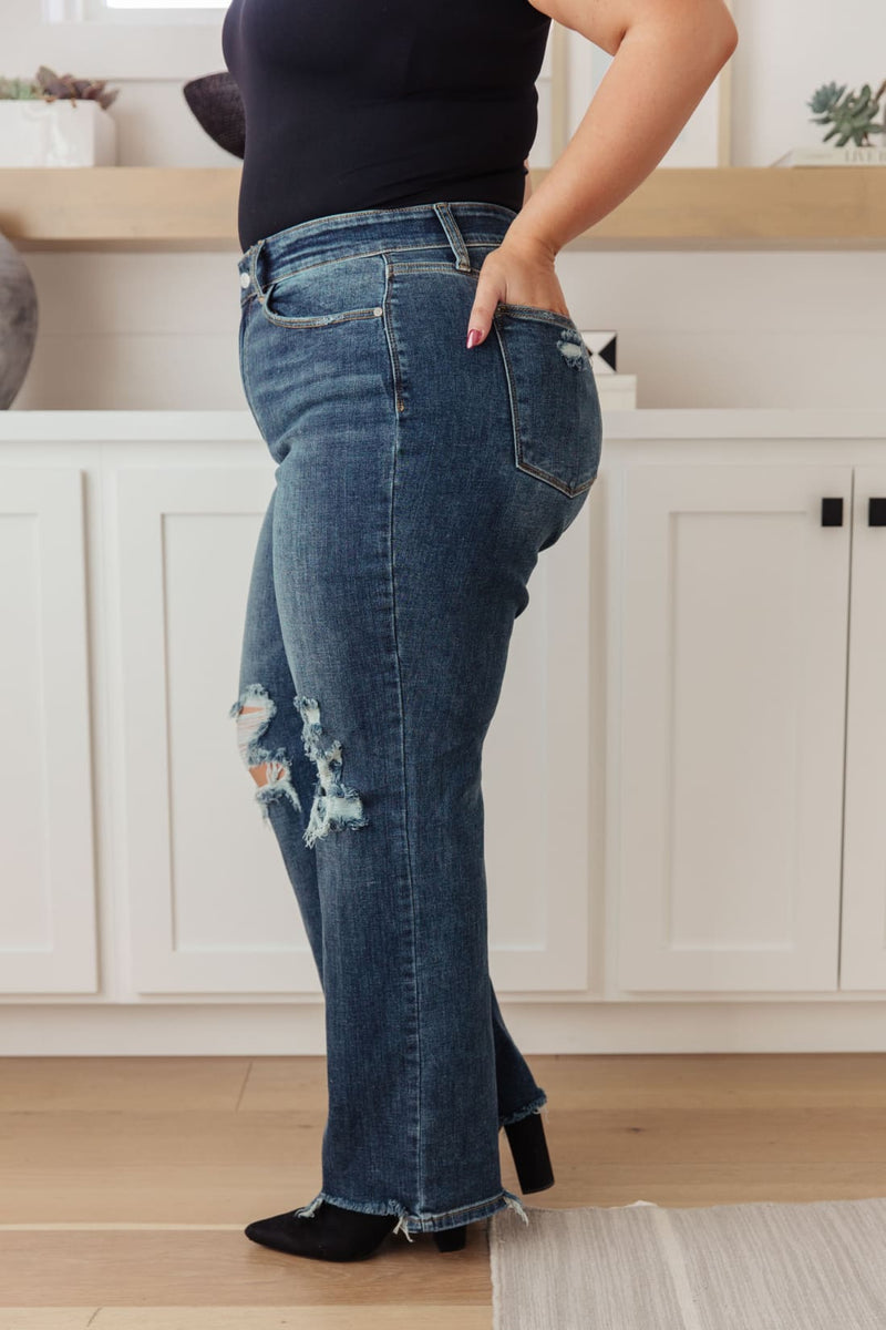 Rose High Rise 90’s Straight Jeans in Dark Wash