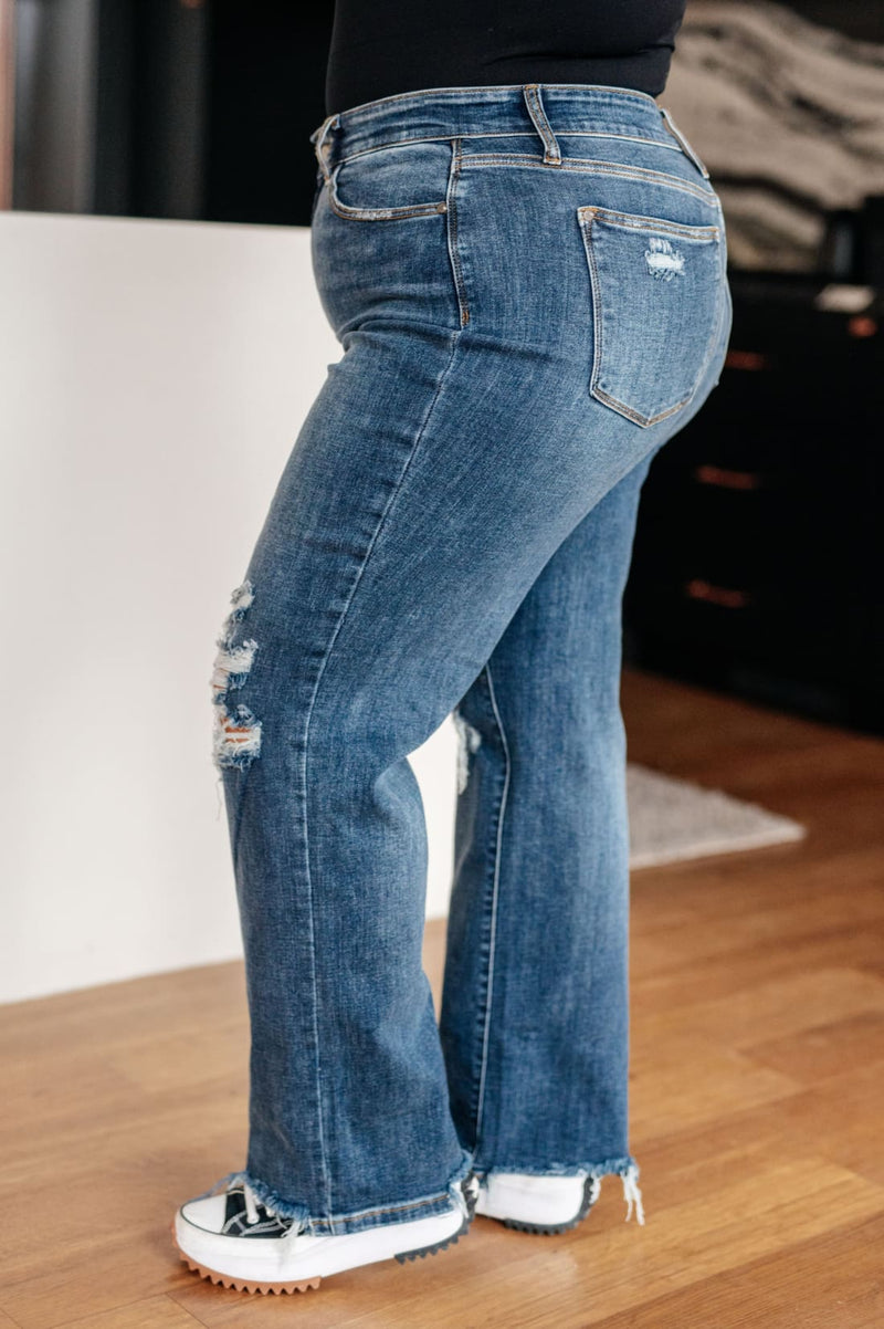 Rose High Rise 90’s Straight Jeans in Dark Wash