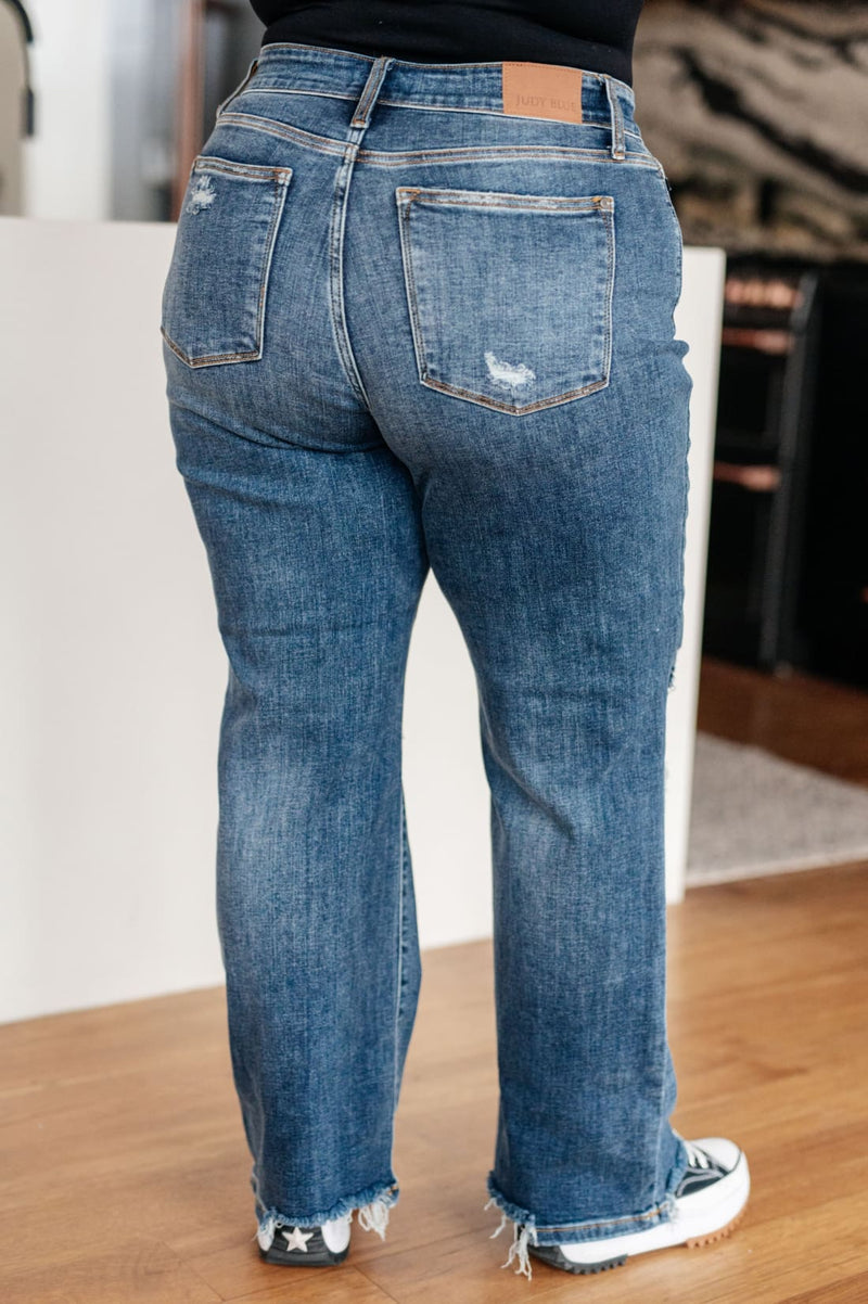 Rose High Rise 90’s Straight Jeans in Dark Wash