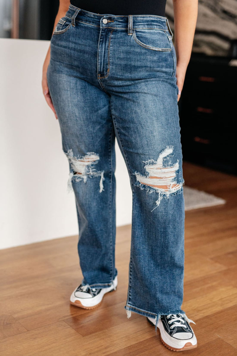 Rose High Rise 90’s Straight Jeans in Dark Wash